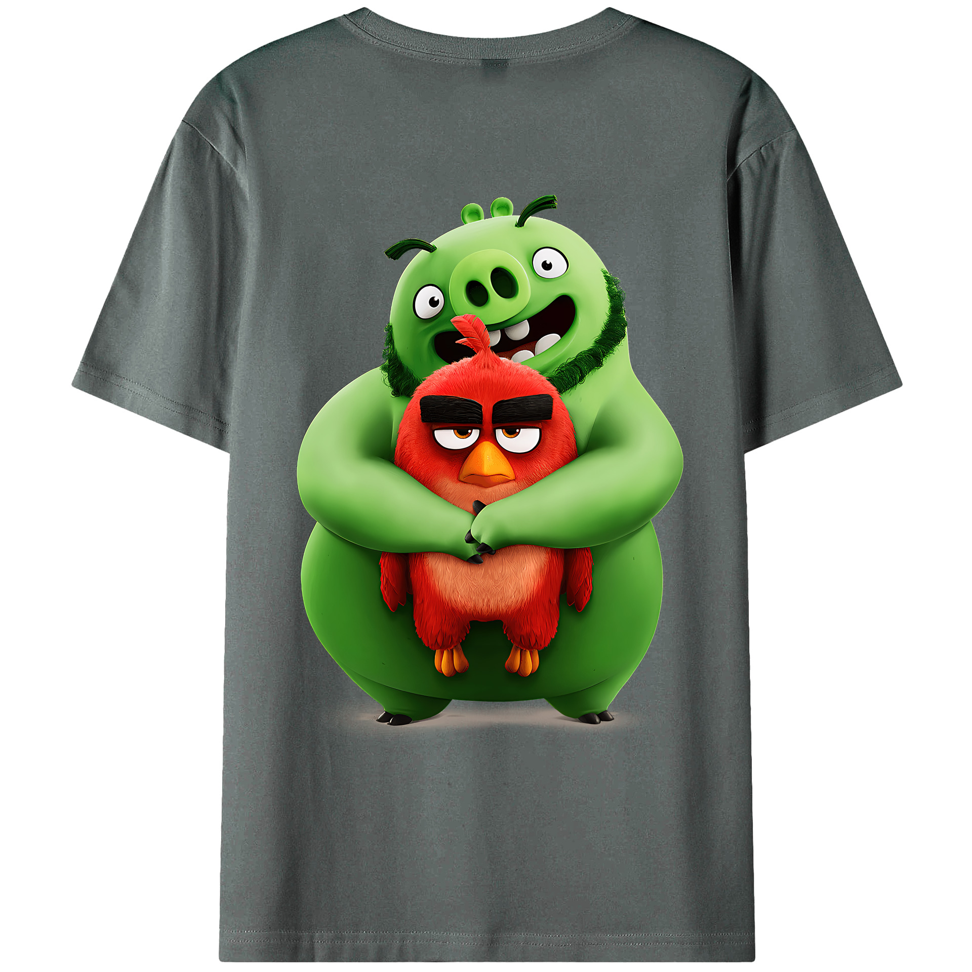 （画像用） Angry Birds アングリーバード 綿100％ メンズ半袖Tシャツ（バックプリント） 通気性